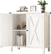 Wide Sideboard with Adjustable Shelf Rustic Oak Storage Cabinet for Kitchen