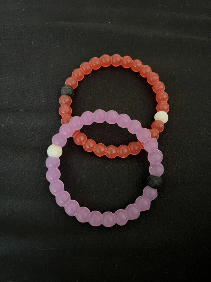 Set Of 2 Lokai Silicone Beaded Orange & Purple Bangle Style Bracelets 6 Inch - Image 2 of 4
