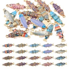20Pcs Golden Fish Charm Alloy Enamel Pendants Charm Jewelry Making 27x10.5x2.5mm