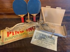 Parker Brothers Ping Pong Set Wooden / wire Stands net 1902 Original Box
