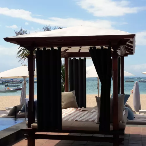 1/2 Stück Wasserdicht Outdoor Terrasse Vorhänge 52" Breit Sichtschutz Verdunkelung Pergola Schatten - Bild 78 von 124