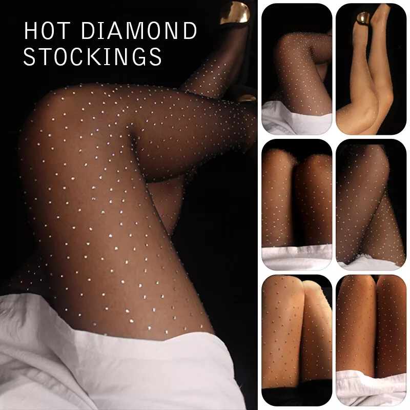 Plus Size Sparkle Rhinestone Pantyhose Socks Diamond Stockings Tights  Clubwear