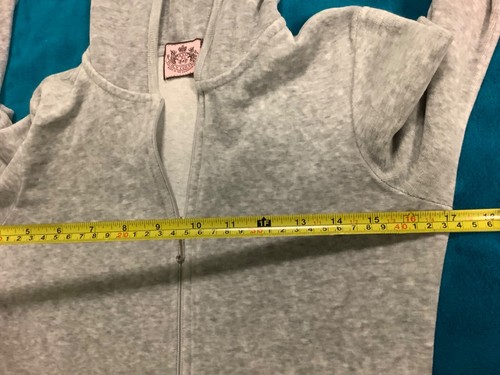 Juicy Couture Heather Grey Zip Up Hoodie Low Rise Straight Leg Pants 26 x 31 XS - Picture 7 of 15