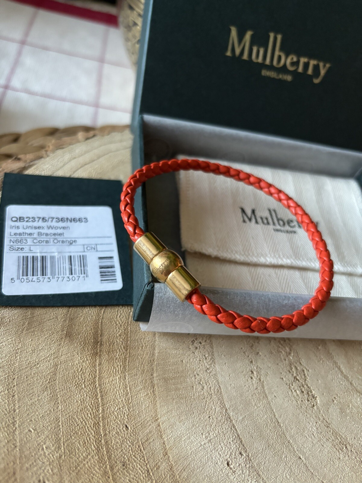 MULBERRY 🌸 Iris leather LARGE bracelet RRP £135 Size L UNISEX image 3