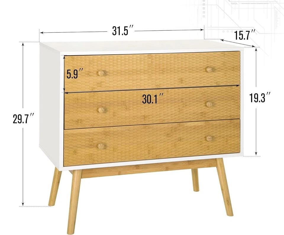 Moderno armario de almacenamiento con acento tocador de 3 cajones aparador para entrada de sala de estar Foto 4 de 4
