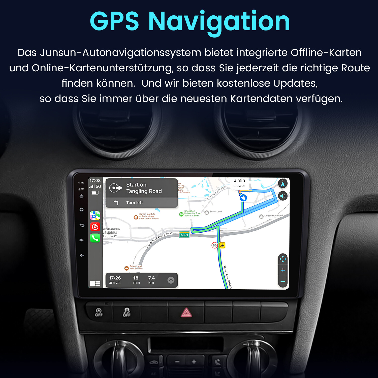 DAB+ Carplay 2+64G Android 15 autoradio navigatore GPS per AUDI A3 8P 2003-2013 foto 3