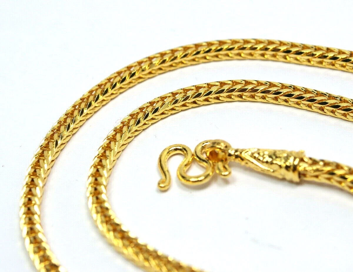 Thai Craft Necklace M Hook Braid 24K Gold Plated Glass Coating Jewelry  Women Men