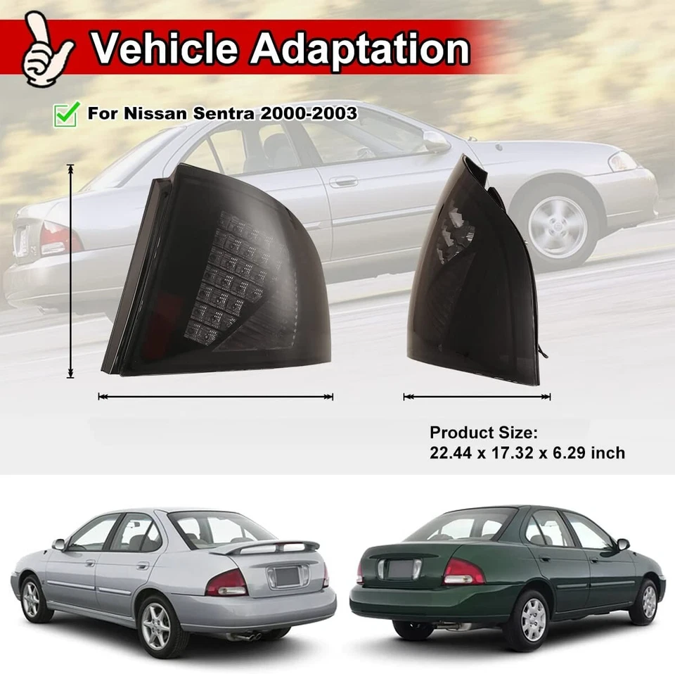  LED Tail Lights For 2000 2001 2002 2003 Nissan Sentra GXE/SE-R/XE Sedan 4-Door - Image 4 of 4
