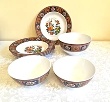 Tai-Hong Melamine Ware 5 Plates 2 Small Bowl 1 Medium Bowl Asian