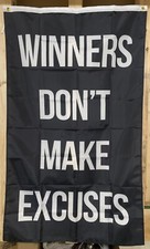 Winners Don  t Make Excuses Gym Flag FREE SHIP Motivation Strength USA Sign 3x5  