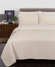 VINTAGE COTTON WASHED 3 PIECE KING SIZE QUILT SET IVORY 100 COTTON FACE  BACK