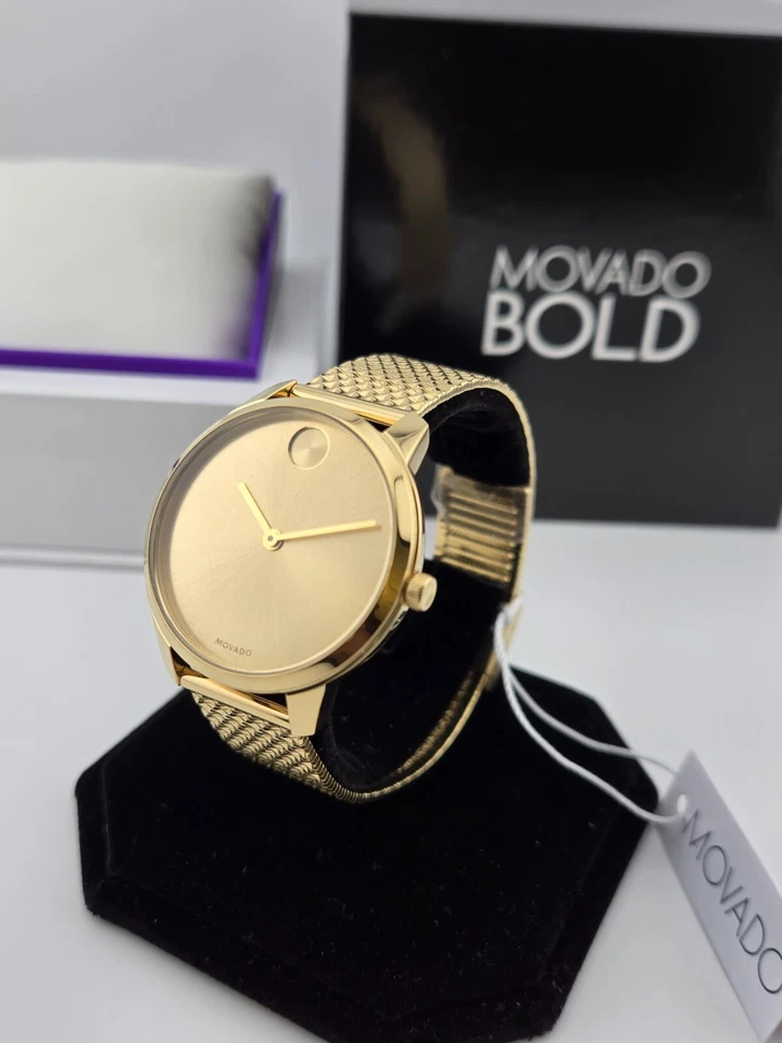 Movado Bold Women's Gold Tone Pyramid Bracelet Watch - 3600598 ($595 MSRP) - Image 3 of 4