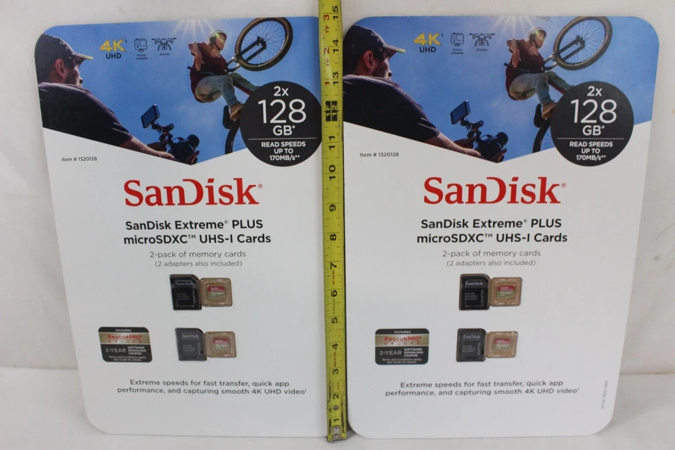 2 New 2 Packs SanDisk Extreme Plus MicroSDXC UHS-I Cards 128 GB ZZ - Image 2 of 4