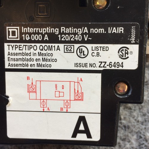 Square D QOM125 VH? Circuit Breaker 2 Pole 125 AMP 120/240v Main Breaker QOM VH? - Picture 4 of 12