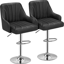 Bar Stools Set of 2, Adjustable Barstools, Counter Height Stools with Back and A