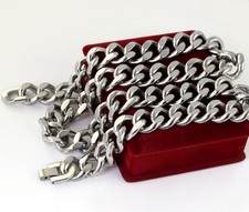 Large Heavy Stainless Steel Men's Cool Cuban Curb Link Chain Necklace 15mm 24''