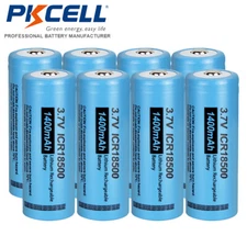 8 x Rechargeable ICR 18500 1.4Ah 3.7V Li-ion Lithium Batteries for LED Lights