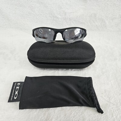 Oakley Flak 03-881 Jet Black Sunglasses Half Rim Scratches With