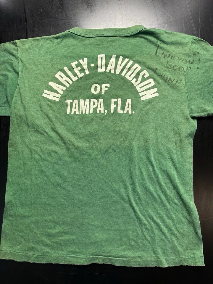 Camiseta Harley Davidson Años 80 Verde Se Ajusta Pequeña  Foto 3 de 4