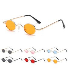 Retro Oval John Lennon Sunglasses Metal Frame Steampunk Round Vintage Glasses