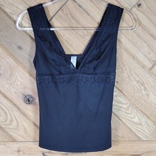 Cabernet Lace Trimmed Black Cami Camisole Tank Top Size M
