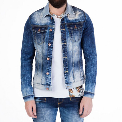 CIPO & BAXX HERREN STRETCH JEANS JACKE BLAU GR. S M L XL XXL