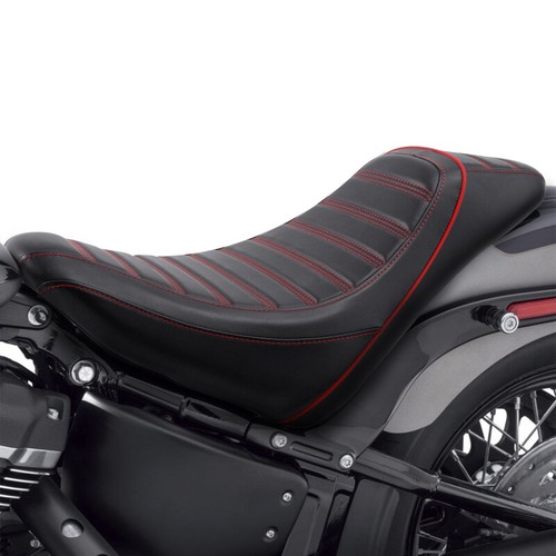 Red Stitching Solo Driver Seat Fit For Harley Softail  FLHC FLHCS FLSL 18-later - Picture 1 of 9