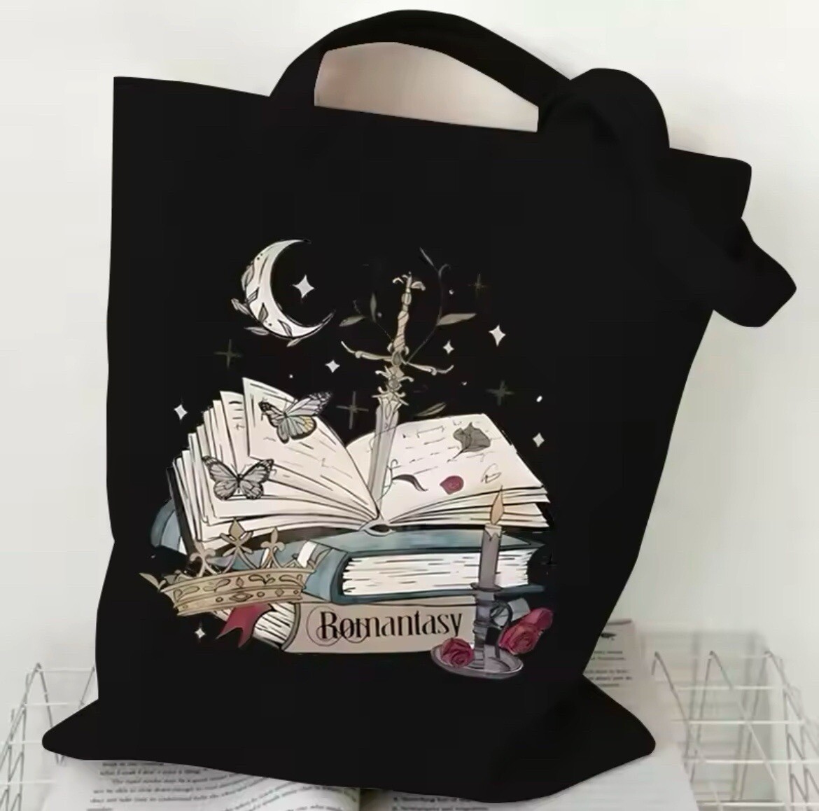 Romantasy Tote Bag Kawaii Cute Cool Stylish Shopping Gift Bag Booktok Gift