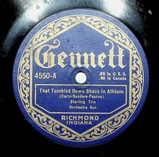 1919 Sterling Trio That Tumbled Down Shack Athlone Carolina Sunshine 78 Record
