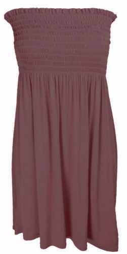 Ladies Sheering Boob Tube Gather Bandeau Ruched Top Summer Mini Dress Size 8-26 - Picture 19 of 28