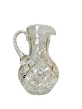 Crystal Cut Wine Water Sangria Lemonade Pitcher With The Handle. 