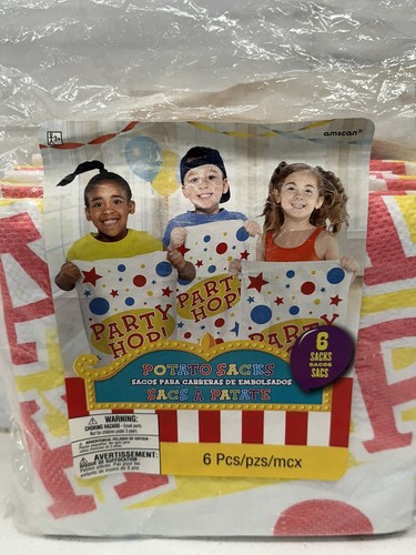 Brand New Sealed Amscan Potato Sack Race Game 6 Count & 1 Pack of Balloon Darts - Picture 2 of 12