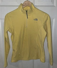 THE NORTH FACE Girls Youth L Fleece Pullover Shirt 1/4 Light Yellow Lightweight