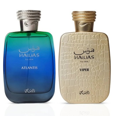 Hawas Atlantis & Hawas Viper Eau de Parfum Sprays 100ml 3.4 oz by Rasasi BUNDLE