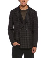 Brioni Wool  Silk-Blend Check Pattern Blazer Men's