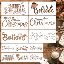 12 Pcs Christmas Stencils Let it Snow Stencil Merry Christmas Stencils
