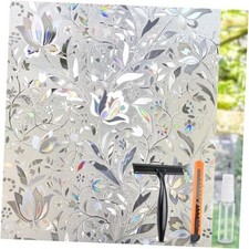 Window Privacy Film, 3D Stained Glass Static 23.6 Inch x 6.5 Feet Foliage