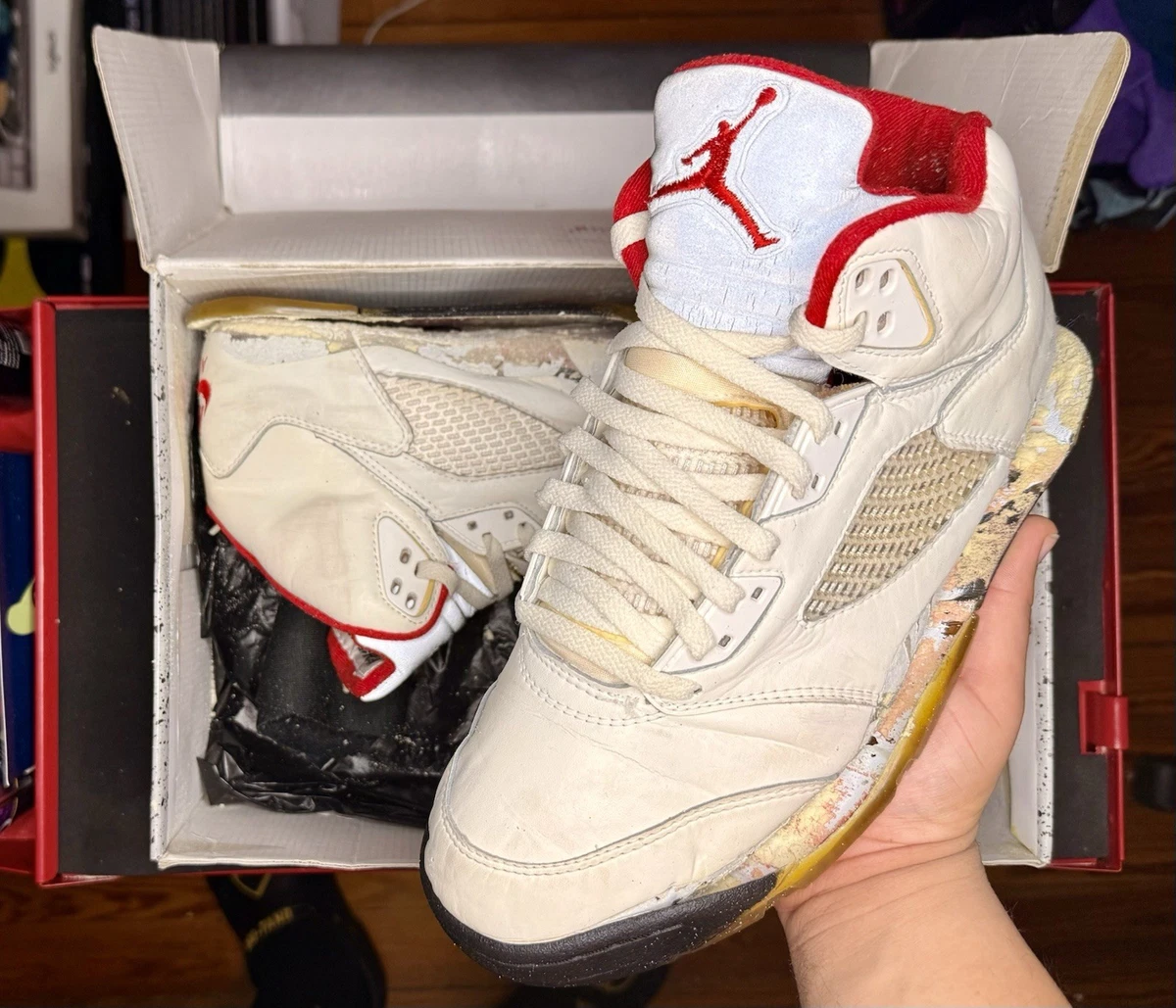 Las mejores ofertas en Jordan 5 OG 1990 White Fire Red | eBay