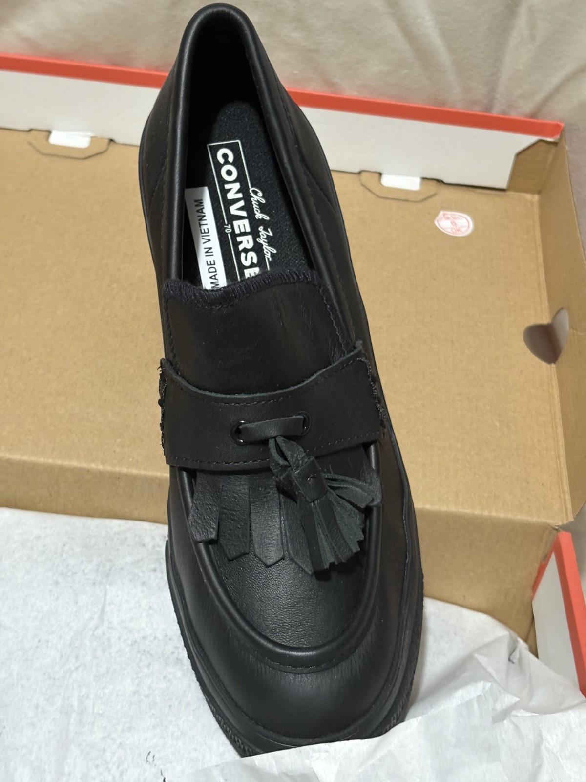 SIZE 9.5 WOMENS - Converse Chuck 70 De Luxe Heel Loafer Platform Black thumbnail 6