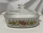 VTG Corning Ware SPICE OF LIFE L'Echalote A-1-B 1 Quart Casserole Dish&PYREX Lid