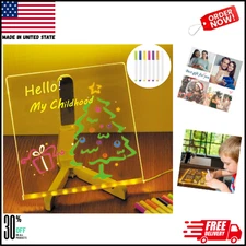 LED Note Board with Colors for Kids, Light LED Drawing Board 7.9 * 7.9" Light up