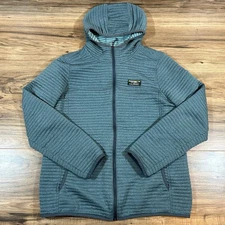 LL Bean Womens SM Reg |Teal| Airlight Ribbed Full Zip Hooded Sweatshirt Jacket