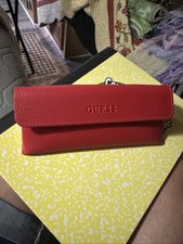 GUESS Red Semi-Soft Sunglasses Case with Magnetic Snap Closure