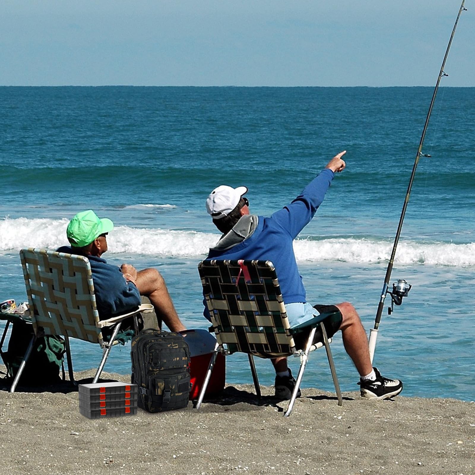 Fishing Tackle Backpack with Rod Holders and 4 Tackle Boxes Large Storage Fishin