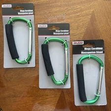 Tool Bench Hardware Mega Carabiner 4.5" Green Foam Grip Lot of 3 Heavy Duty