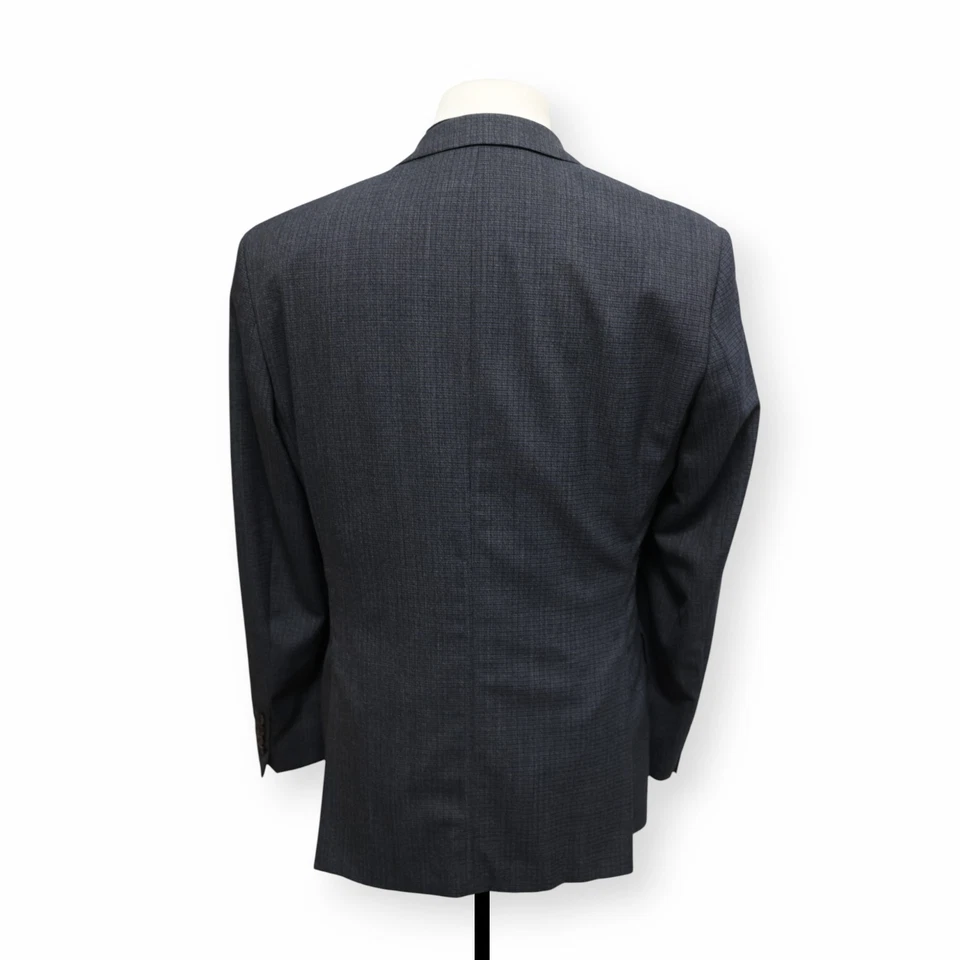 HUGO BOSS Hombre Gris Patrón 100% LANA Abrigo Deportivo Traje Chaqueta Blazer 40 S Foto 4 de 4