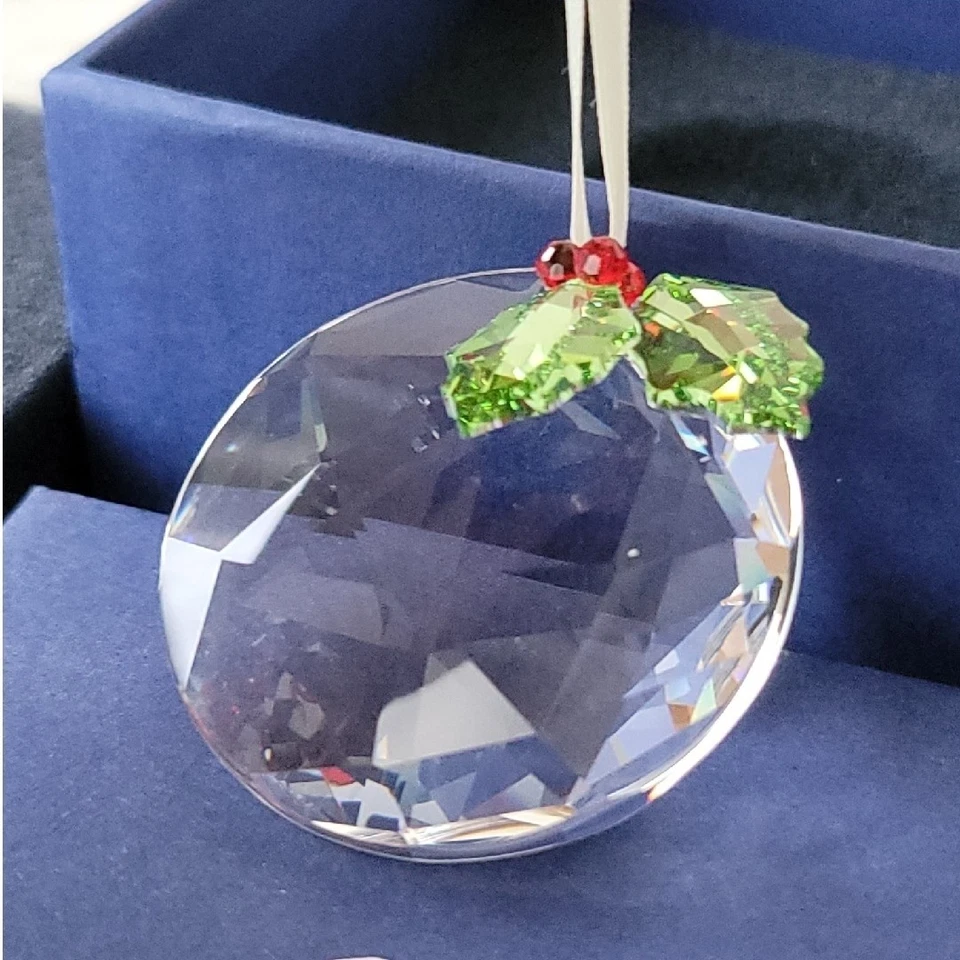 Swarovski Crystal Ornament Holly With Box Clear Green Red Excellent Condition - Image 2 of 4
