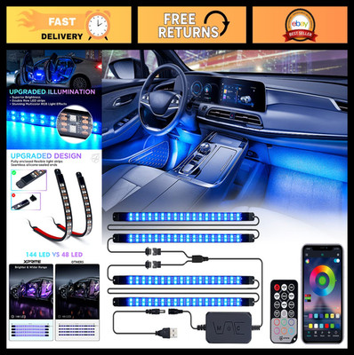 144 LED RGB Interior Car Lights - Smart App & Remote Control, Music Sync, DIY Mo