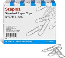 Staples Paper Clips, 1.25", Heavy Duty, Silver, 1,000 Pack Strong Smooth Clips