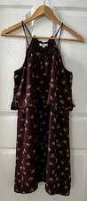 MADEWELL DREAMDRIFT SPAGHETTI STRAPS SILK TIERED Lined DRESS Palm Tree BROWN 6.